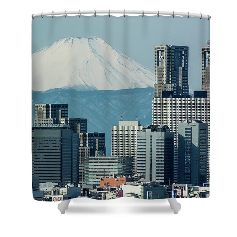 Tranquility Shower Curtain featuring the photograph Fuji Over Shinjuku by I Love Photo And Apple.
