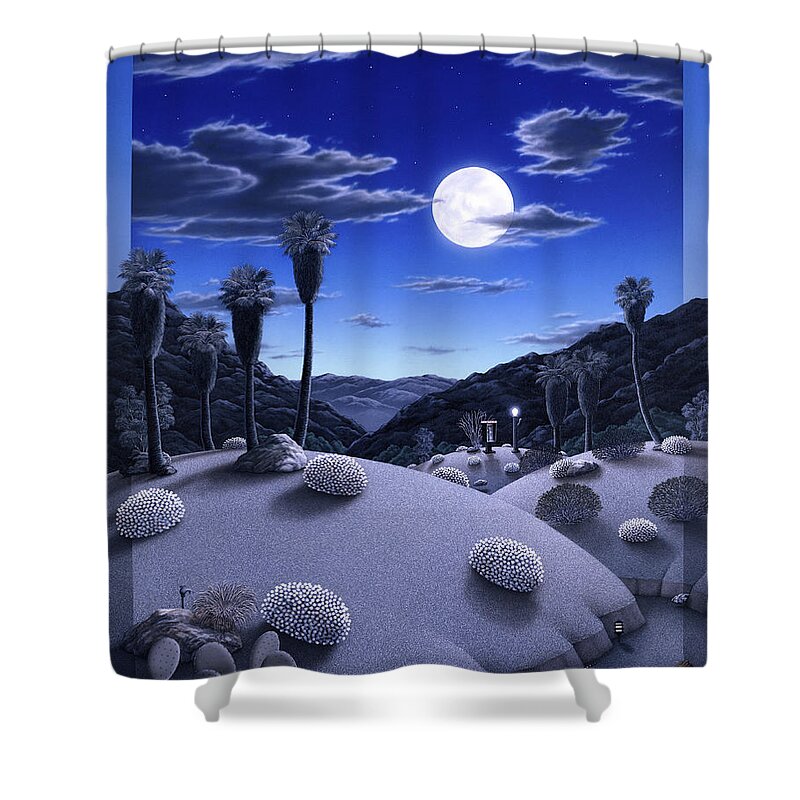 Desert Shower Curtain featuring the painting Full Moon Rising by Snake Jagger