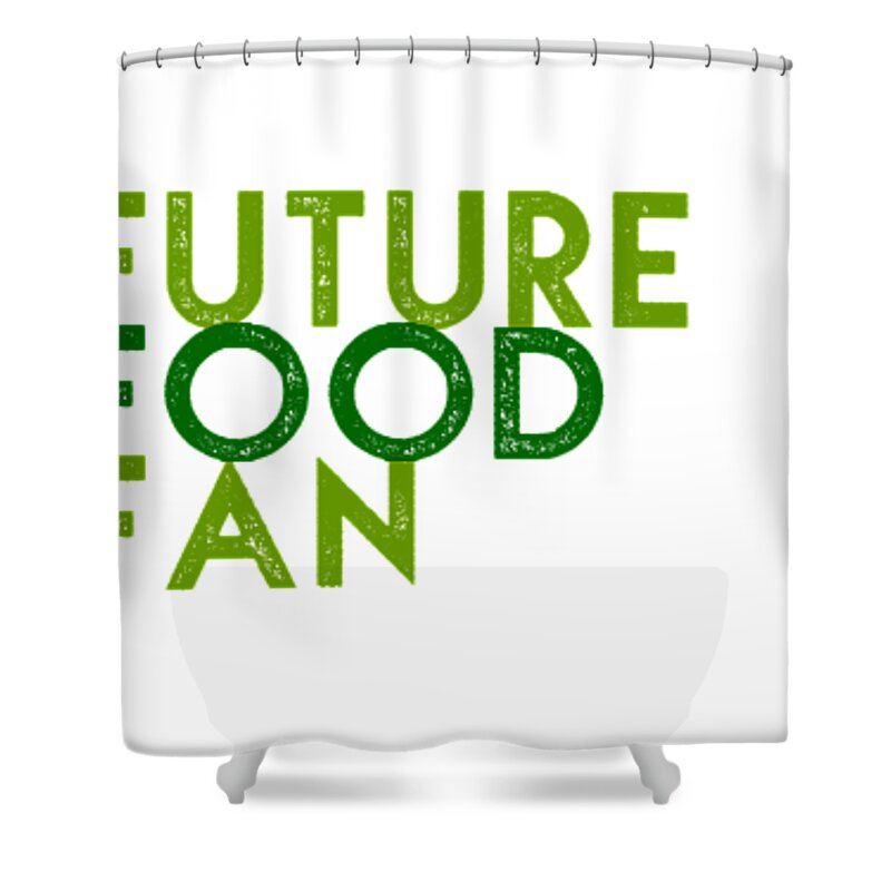  Shower Curtain featuring the drawing Future Food Fan left justified - two greens by Charlie Szoradi