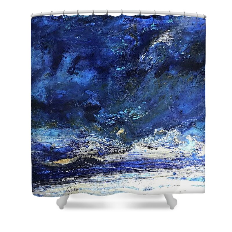 Galaxy Shower Curtain featuring the painting Galactica by Medge Jaspan