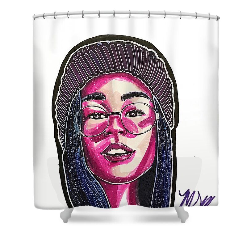 Fan Art Shower Curtain featuring the drawing Galaxy by Maia Micou