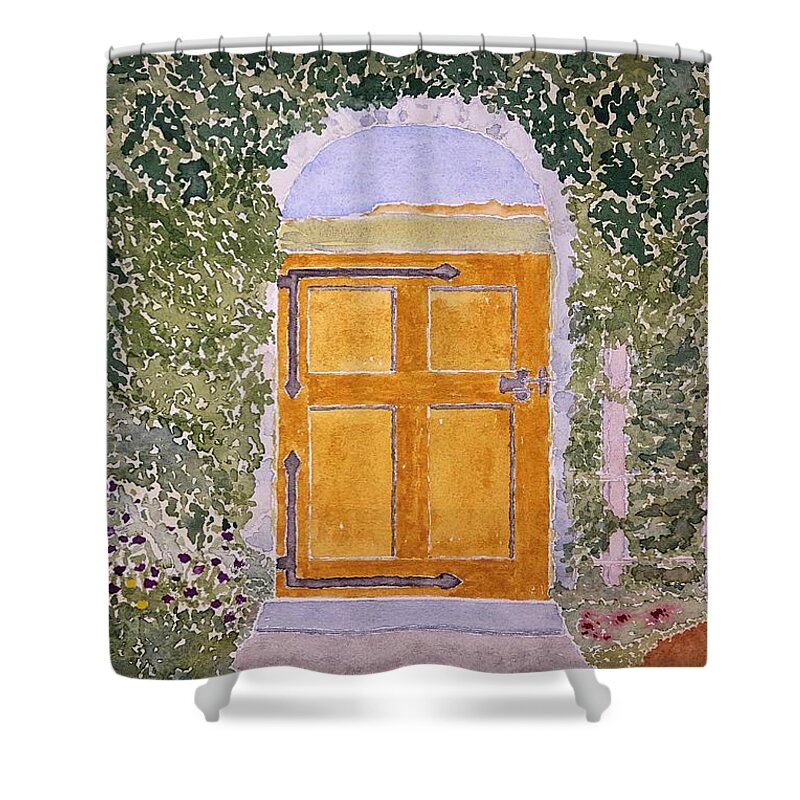 Watercolor Shower Curtain featuring the painting Garden Lore by John Klobucher
