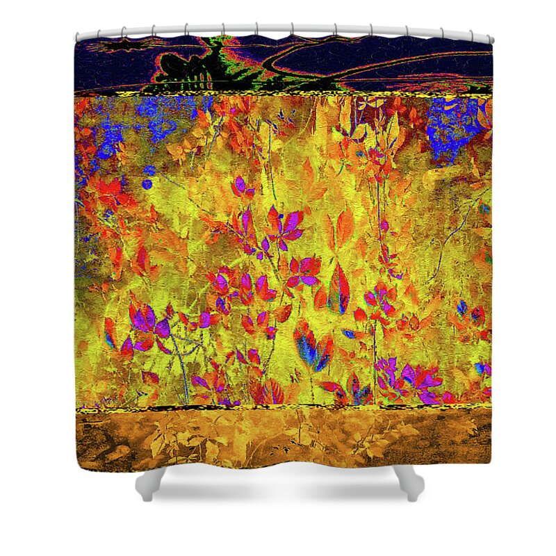 Inspired Shower Curtain featuring the digital art Garden of Grace and Resilience by Aberjhani