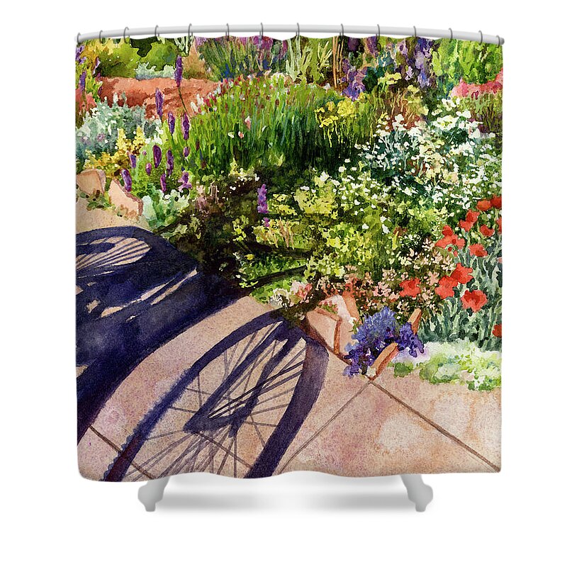 Garden Painting Shower Curtain featuring the painting Garden Shadows II by Anne Gifford