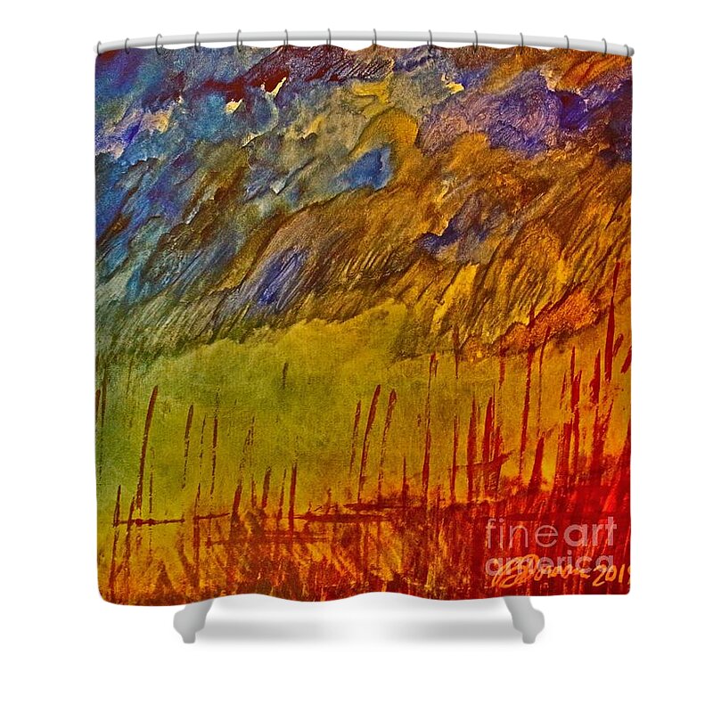 Canvas Shower Curtain featuring the painting Gental Direction Red Toned Version by Barbara Donovan