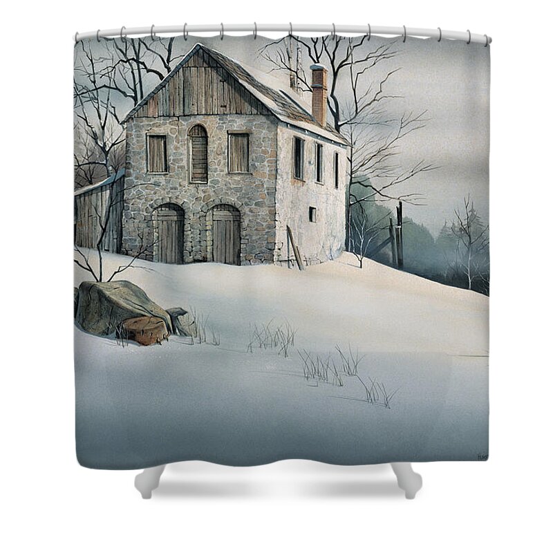 Michael Humphries Shower Curtain featuring the painting Gentle Snow by Michael Humphries