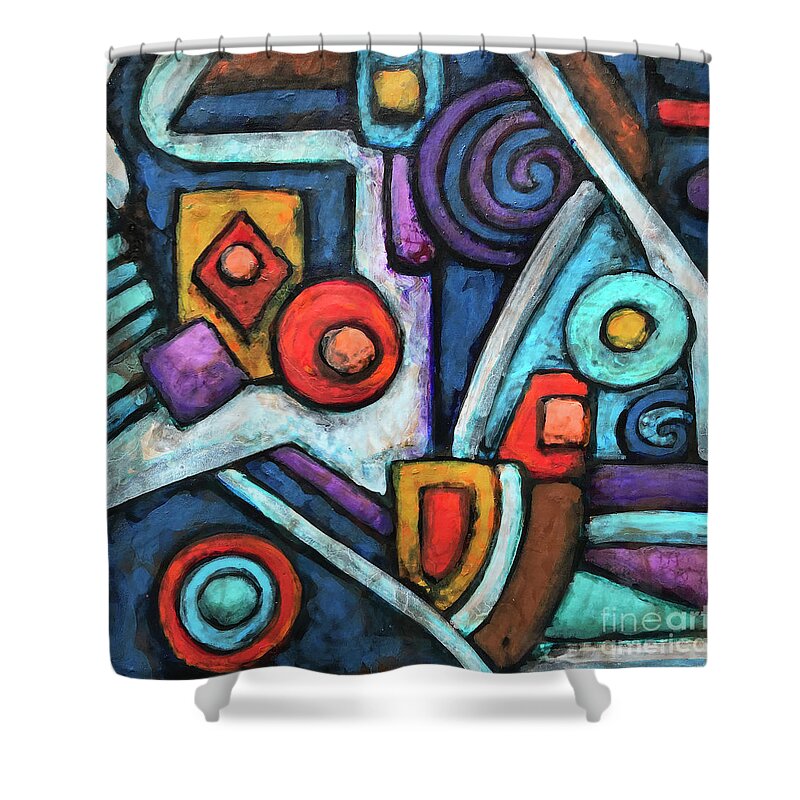 Abstract Shower Curtain featuring the painting Geometric Abstract 4 by Amy E Fraser