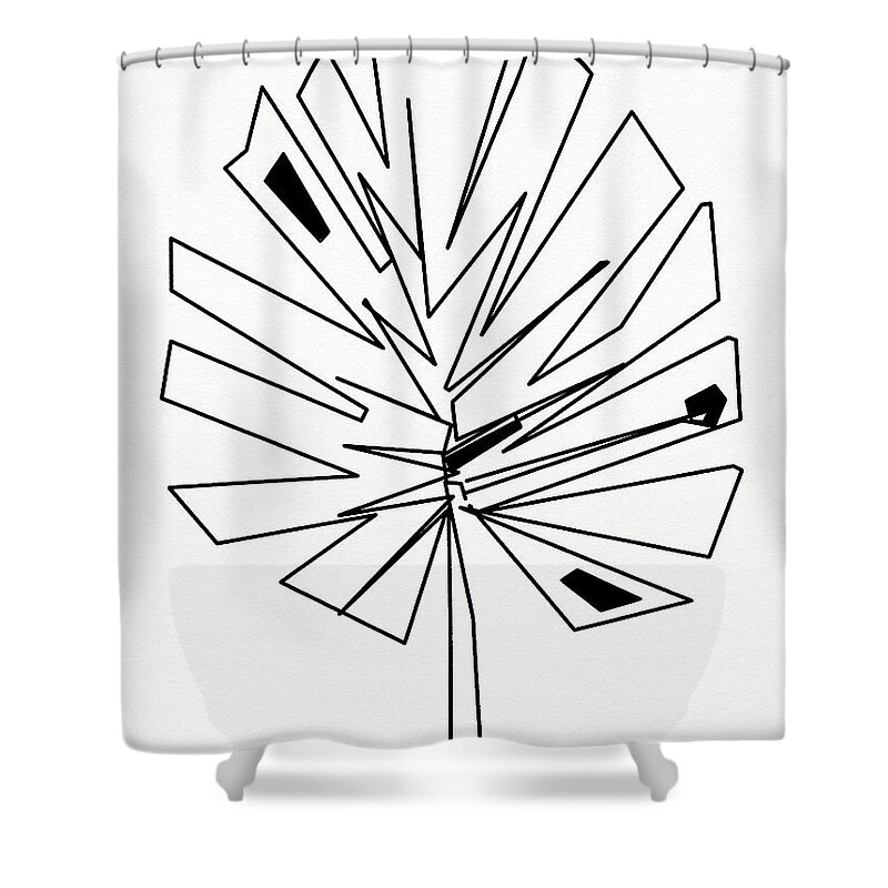 Modern Shower Curtain featuring the digital art Geometric Palm Leaf- Art by Linda Woods by Linda Woods