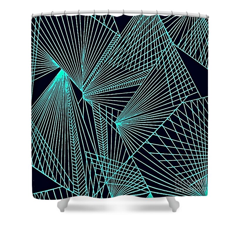 Geometric Patterns Shower Curtain featuring the painting Geometric pattern 1-colour-10 by Katerina Stamatelos