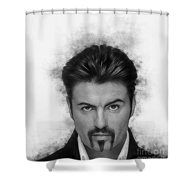 George Shower Curtain featuring the digital art George Michael by Ian Mitchell