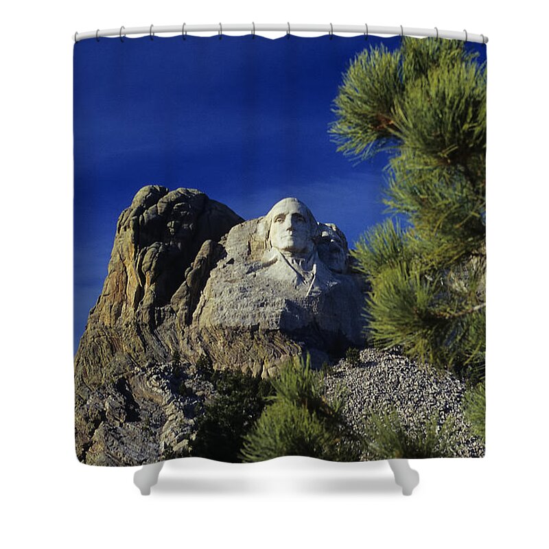 Mount Rushmore. George Washington Shower Curtain featuring the photograph George No.2 - A Mount Rushmore Impression by Steve Ember