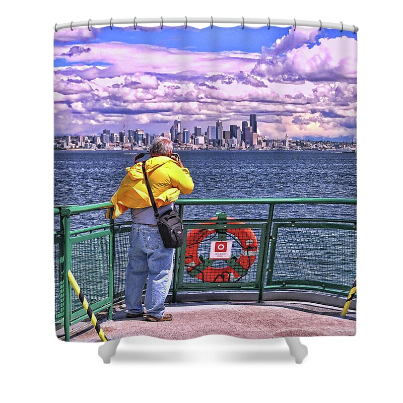 Seattle Shower Curtain featuring the photograph Getting the Shot - Seattle by Allen Beatty