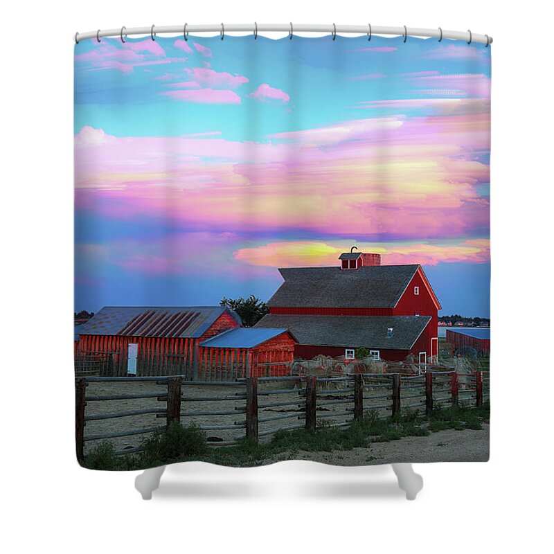 Agriculture Shower Curtain featuring the photograph Ghost Horses Pastel Sky Timed Stack by James BO Insogna