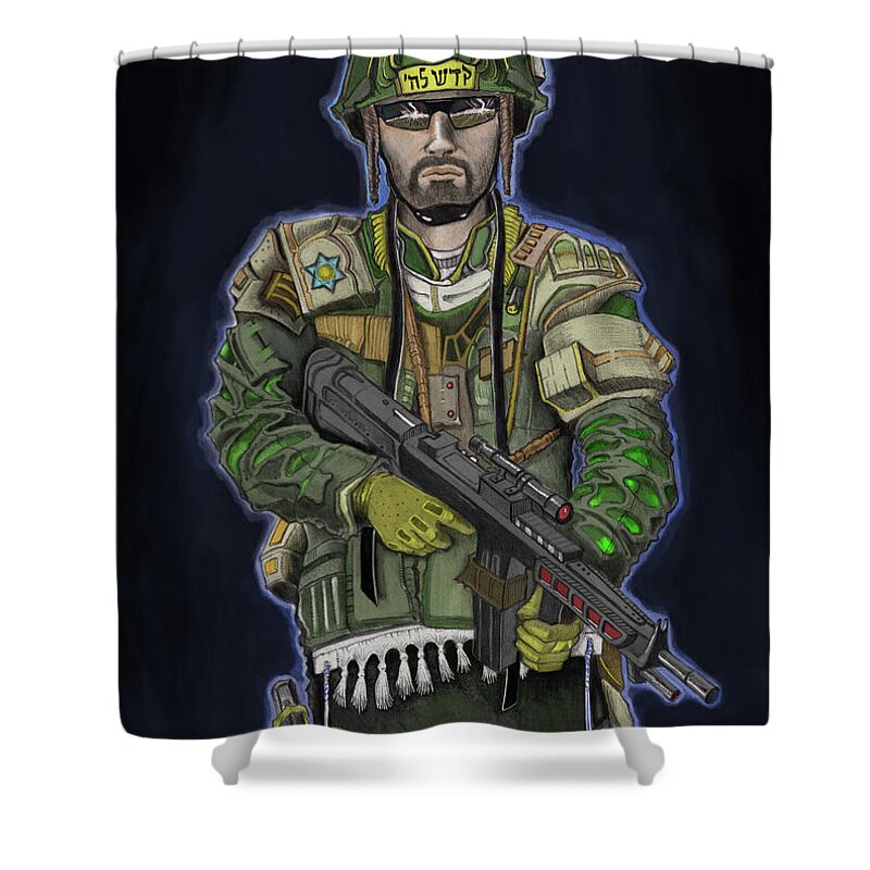 Soldier Shower Curtain featuring the painting G.I. Jew by Yom Tov Blumenthal