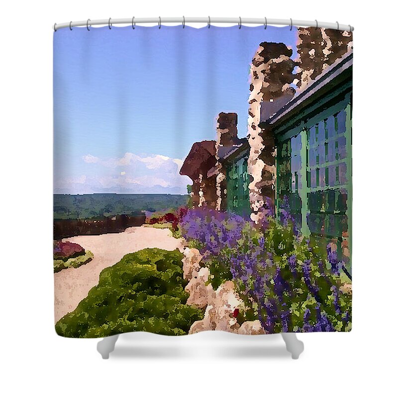 Gillette Castle Shower Curtain featuring the photograph Gillette Castle Gardens by Tom Johnson
