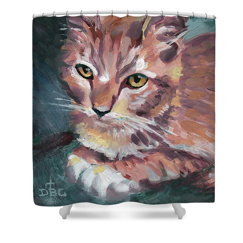 Cat Shower Curtain featuring the painting Gilligan by David Bader