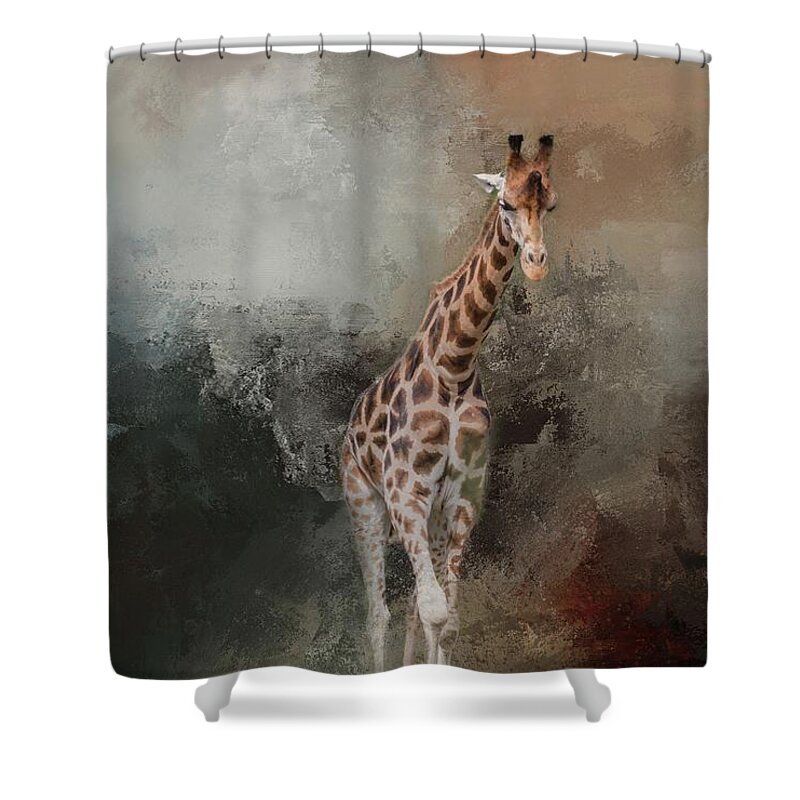 Giraffe Shower Curtain featuring the photograph Giraffe by Eva Lechner