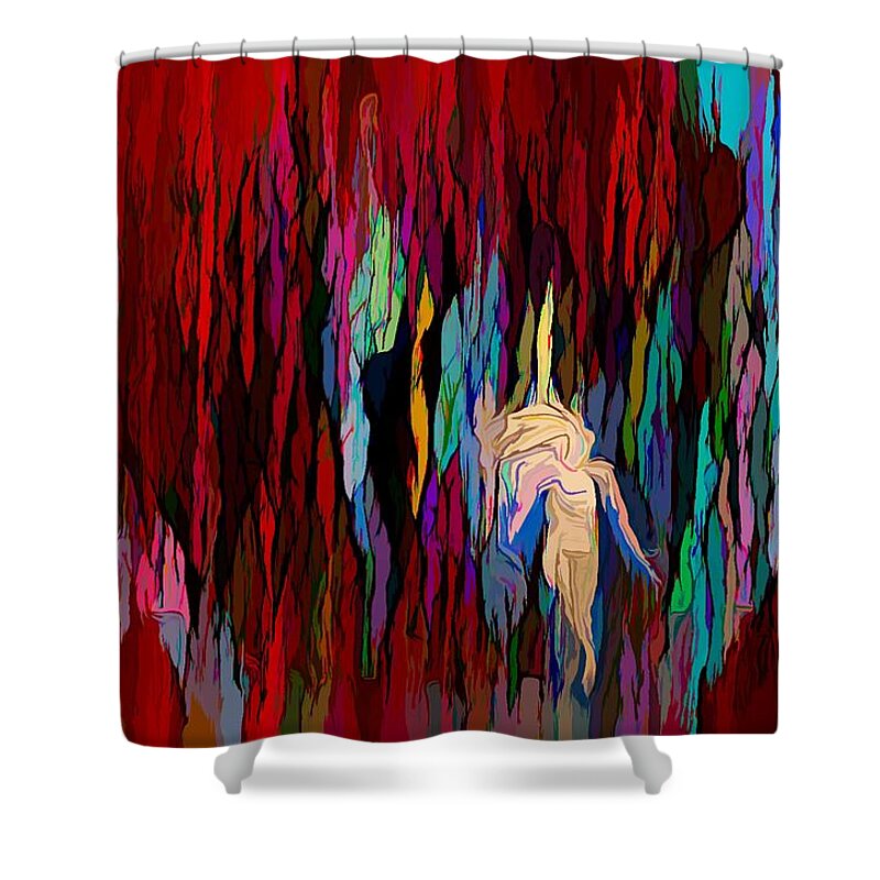 Modern Abstract Shower Curtain featuring the painting Girl Blossoms Into A Woman by Joan Stratton