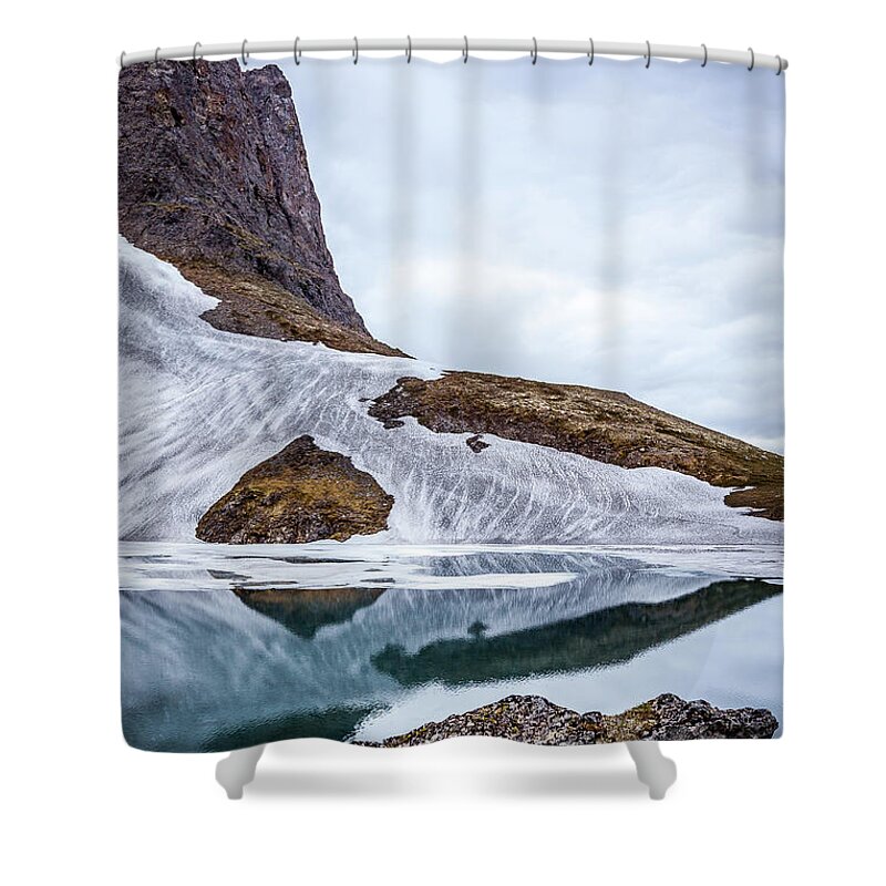 Alaska Shower Curtain featuring the photograph Glacial Lake in Spring by Tim Newton