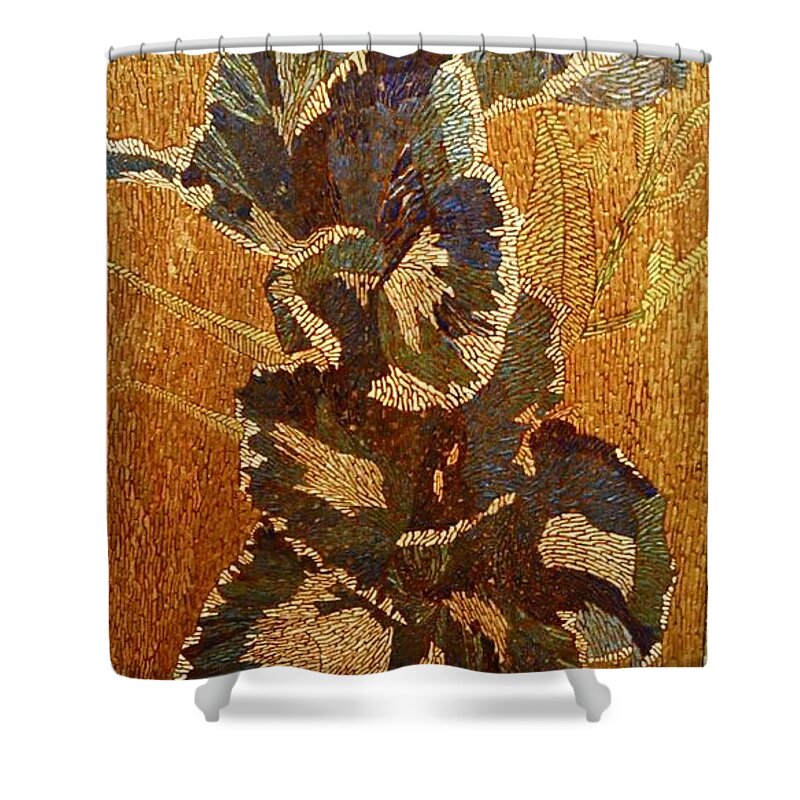 Flower Shower Curtain featuring the painting Gladiolus by DLWhitson