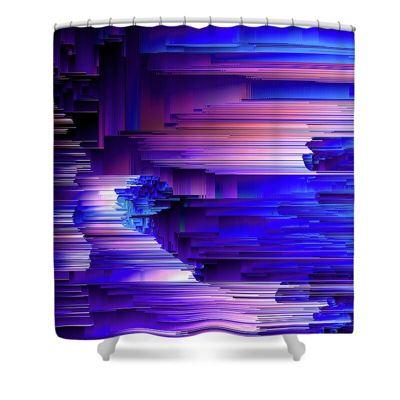 Glitch Shower Curtain featuring the digital art Glitchin Blues by Jennifer Walsh