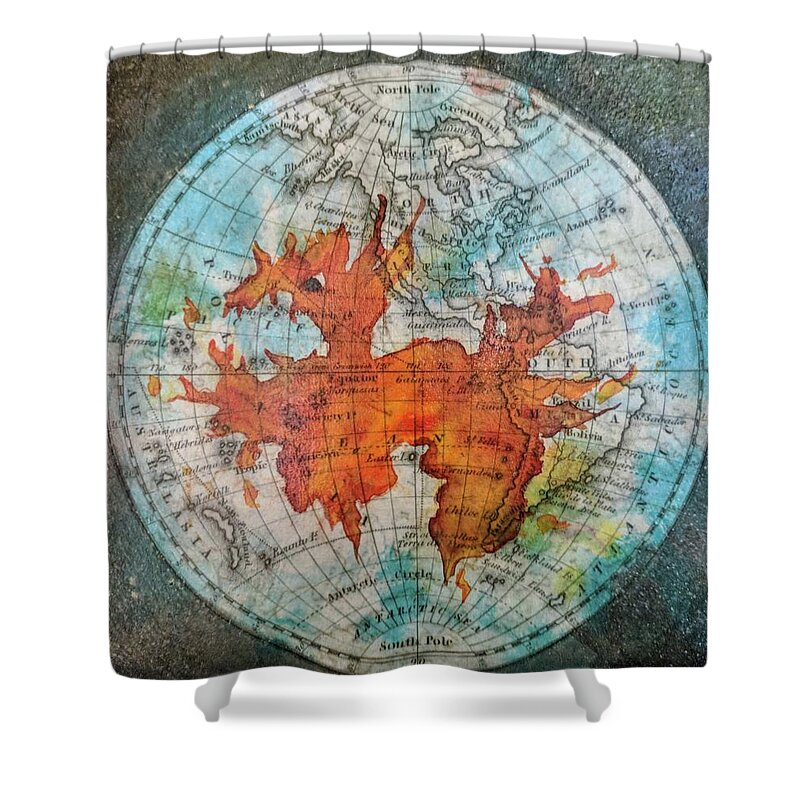 Globe Shower Curtain featuring the painting Global Warming by Misty Morehead