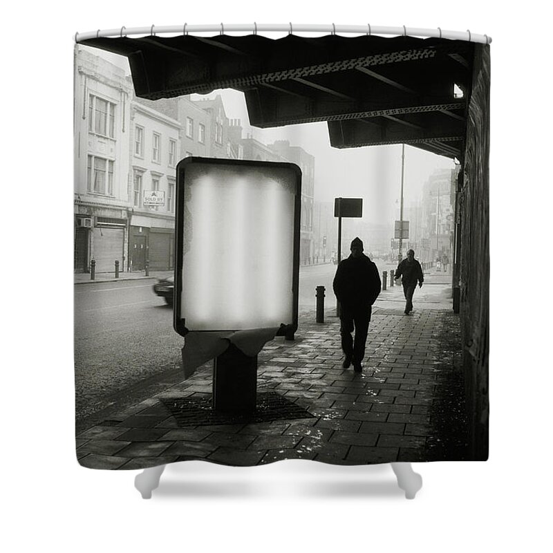 Pedestrian Shower Curtain featuring the photograph Gloomy Street by Matt Carr