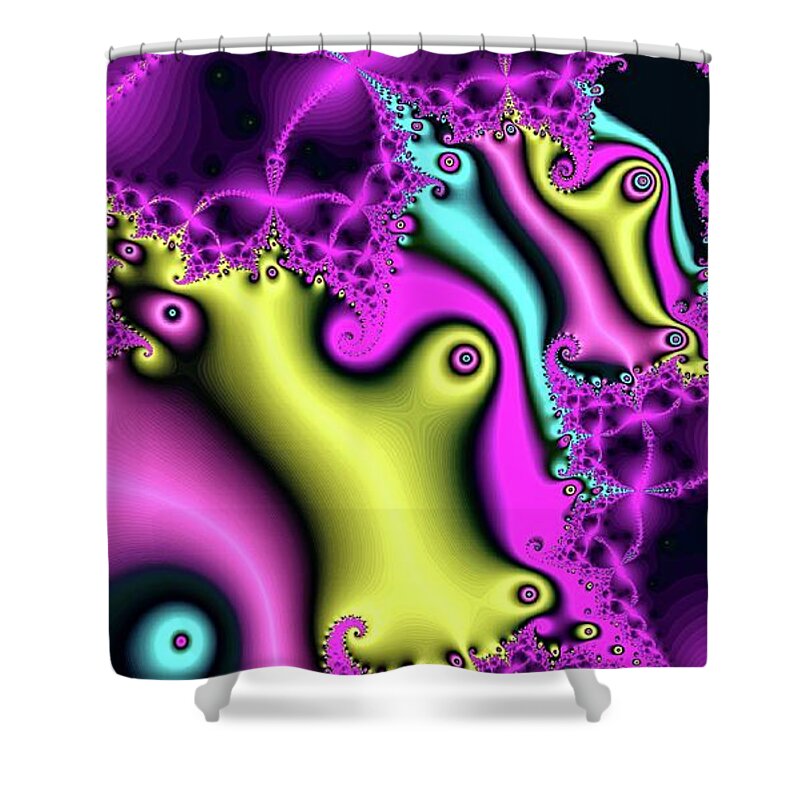 Fractal Shower Curtain featuring the digital art Glowing Pink Broken Arrow by Don Northup