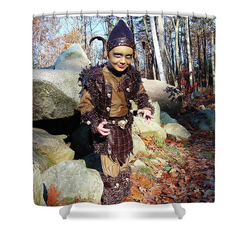 Halloween Shower Curtain featuring the photograph Goblin Costume 2 by Amy E Fraser