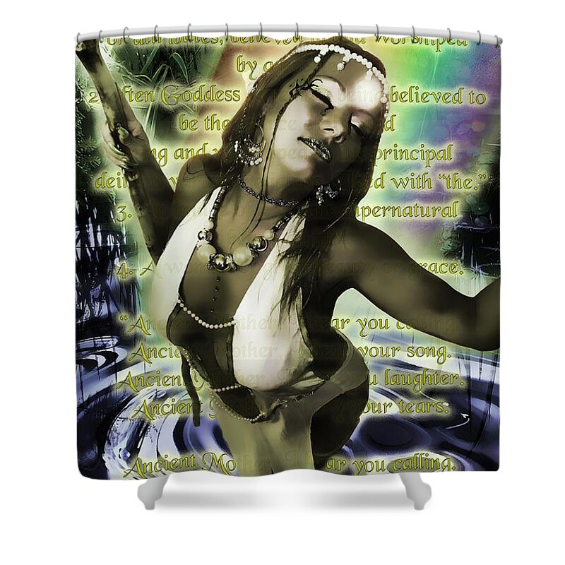 Dark Shower Curtain featuring the digital art Goddess Blessings by Recreating Creation
