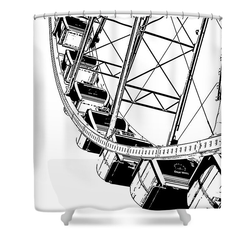Great-wheel Shower Curtain featuring the digital art Going Up On The Big Wheel by Kirt Tisdale