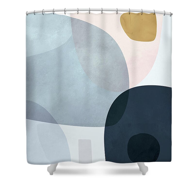 Abstract Shower Curtain featuring the painting Gold Monde II by Victoria Borges