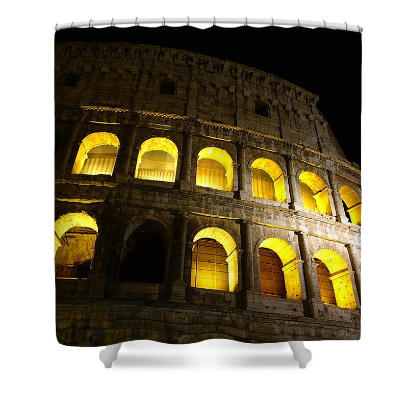 Colosseum At Night Shower Curtain featuring the photograph Golden glow by Patricia Caron