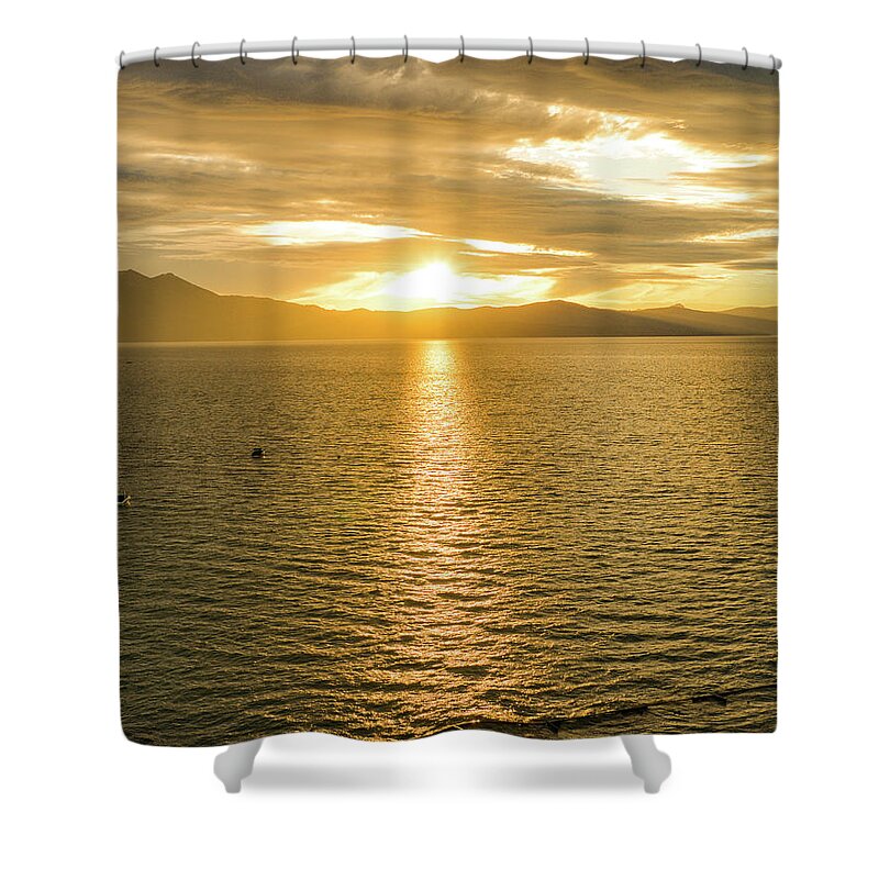 Lake Tahoe Shower Curtain featuring the photograph Golden Hour Lake Tahoe by Anthony Giammarino