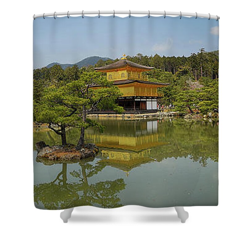 Golden Shower Curtain featuring the photograph Golden Pavilion panorama by Andrei SKY