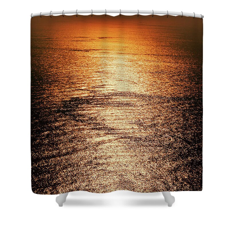 Sunset Shower Curtain featuring the photograph Golden sea in Alanya by Sun Travels
