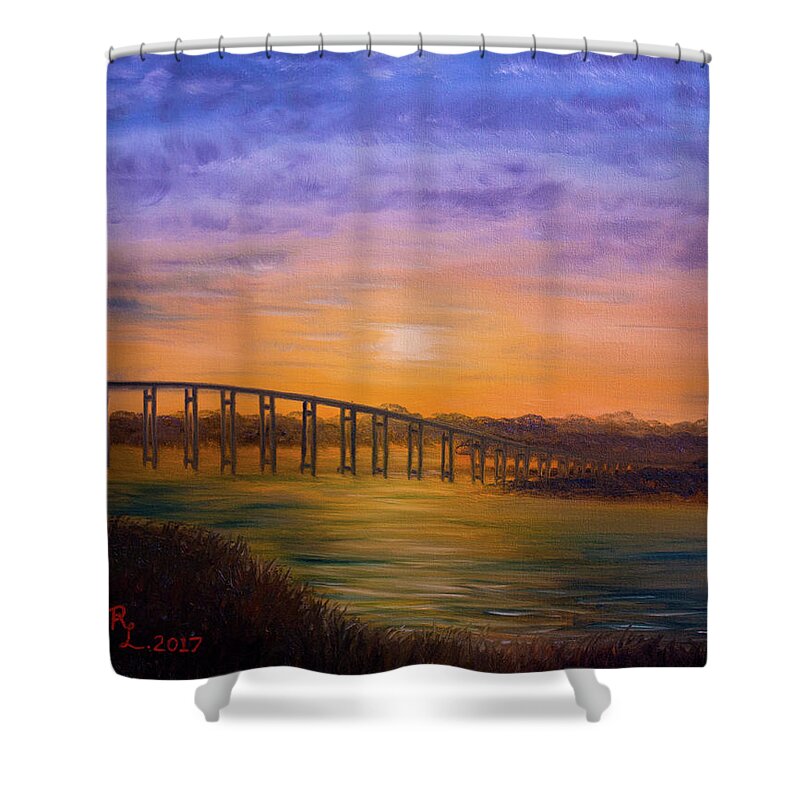 Sunset Shower Curtain featuring the painting Golden Spirit by Renee Logan