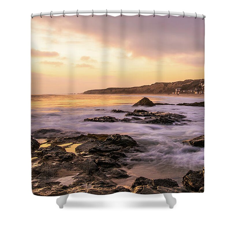 Local Snaps Photography Shower Curtain featuring the photograph Golden Sunset on Seaside Community by Local Snaps Photography