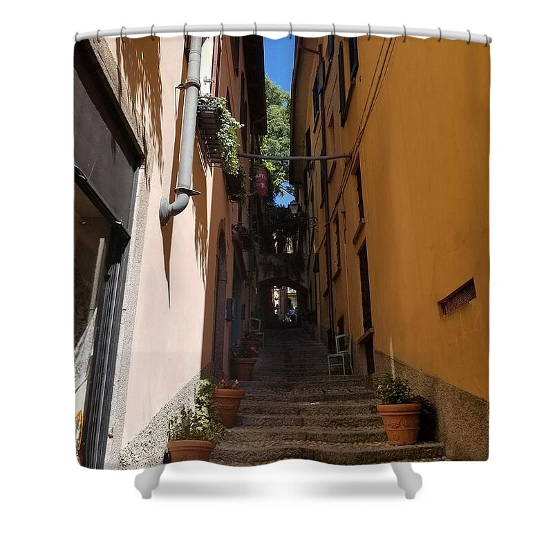 Italy Shower Curtain featuring the photograph Golden Walkway by Linda L Brobeck