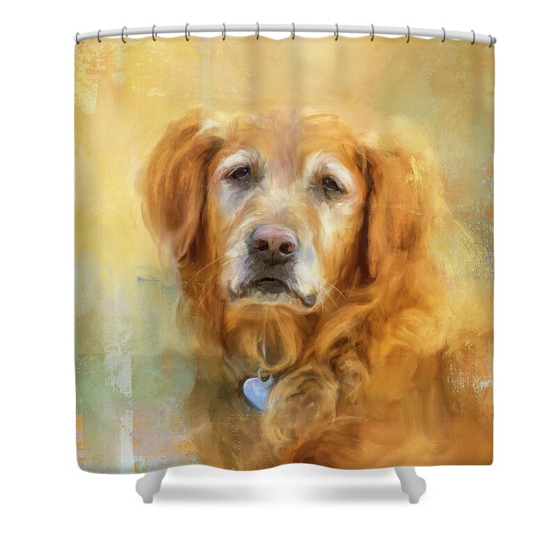 Colorful Shower Curtain featuring the painting Golden Years by Jai Johnson