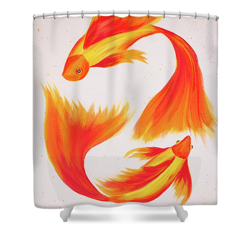 Fish Shower Curtain featuring the painting Goldfish by Iryna Goodall