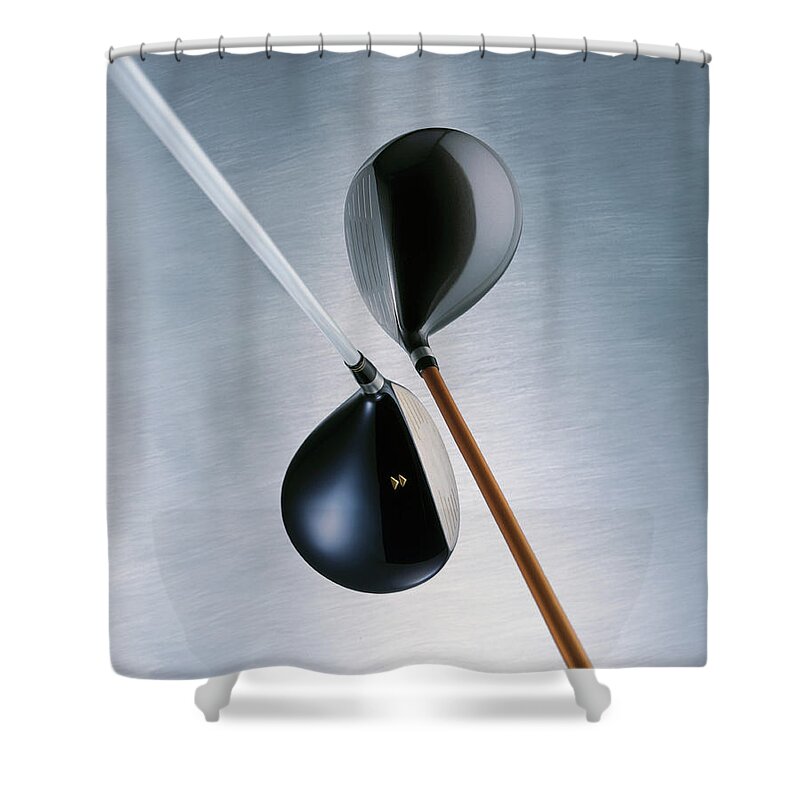 White Background Shower Curtain featuring the photograph Golf Clubs by James Worrell