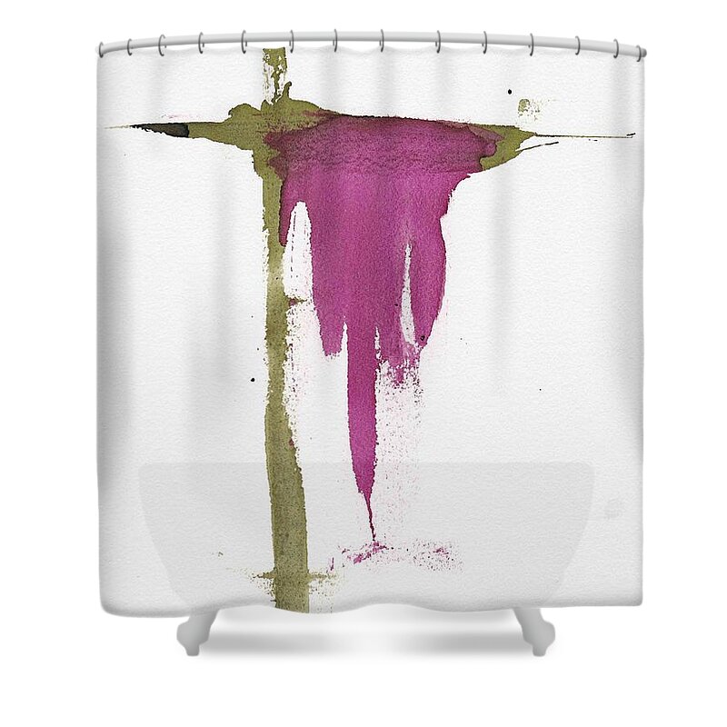 Alcohol Ink Shower Curtain featuring the painting Golgotha Hill by Christy Sawyer
