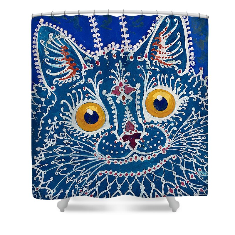 Cat Shower Curtain featuring the painting Gothic Cat by Louis Wain