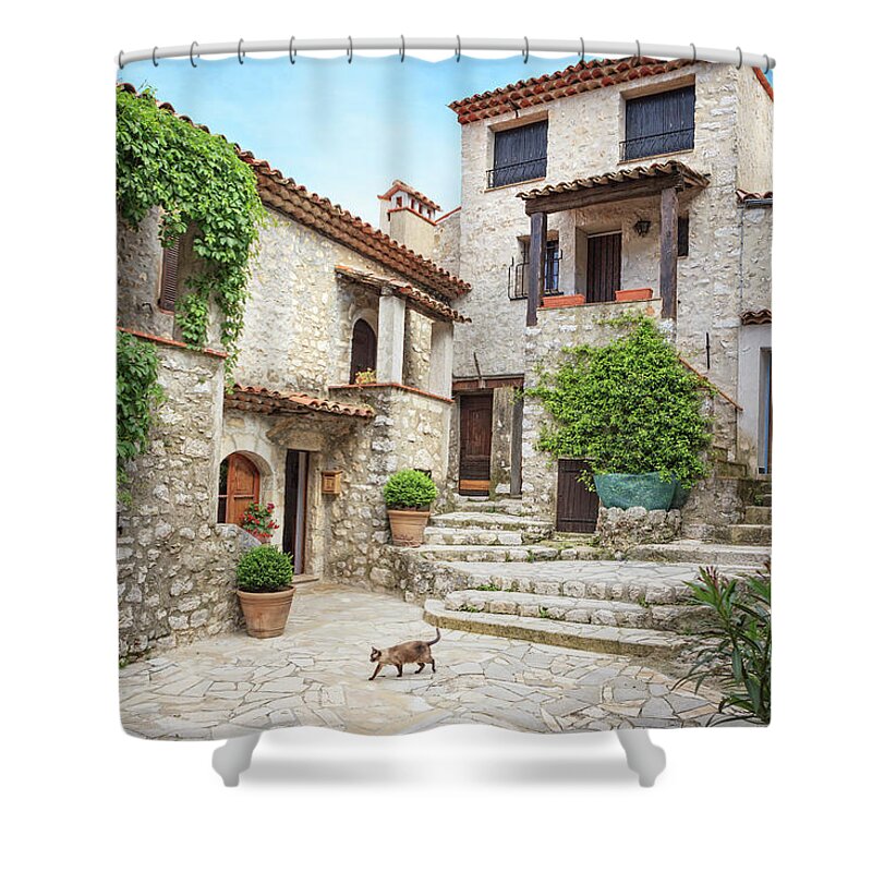 French Riviera Shower Curtain featuring the photograph Gourdon, French Riviera, France by Aprott