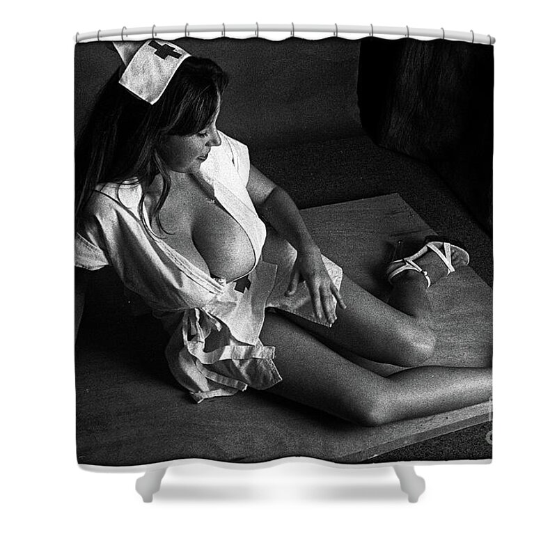 Nurse Shower Curtain featuring the digital art Grace Sprains Her Ankle by Bob Winberry