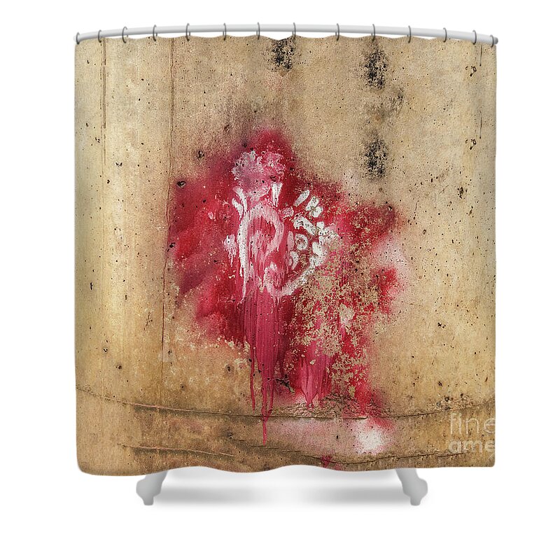 Random Shower Curtain featuring the tapestry - textile Grafitti Heart by Terry Rowe