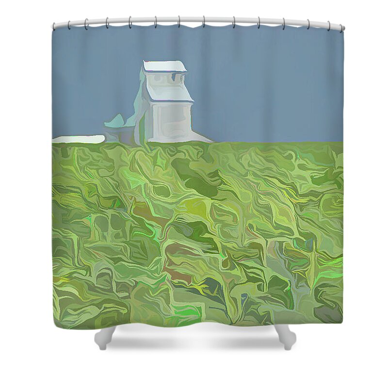 Grain Elevator Shower Curtain featuring the digital art Grain ELevator Abstract by Cathy Anderson