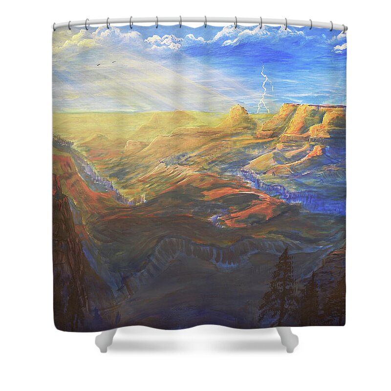 Grand Canyon Shower Curtain featuring the painting Grand Canyon Painting by Chance Kafka