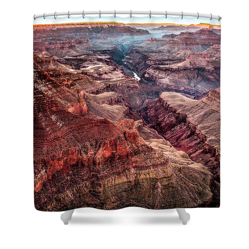 Grand Canyon Shower Curtain featuring the photograph Grand Canyon Winter Sunset by Brian Tada